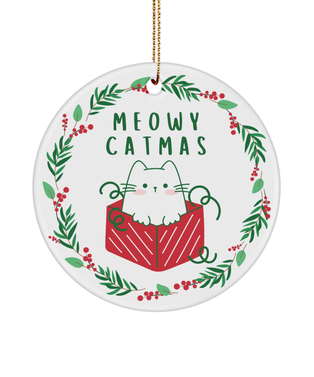 Meowy Catmas Ornament, Cat Ornament, Christmas Ornament, Gift for Cat ...