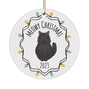 Black Cat Christmas Ornament 2023, Black Long Haired Cat Ornaments For Christmas Tree, Black Cat Christmas, Black Cat Decor