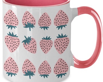 Strawberry Mug, Strawberry Coffee Mug, Ceramic Mug Cute, Ceramic Coffee Mug, Cute Mug For Girls 10-12