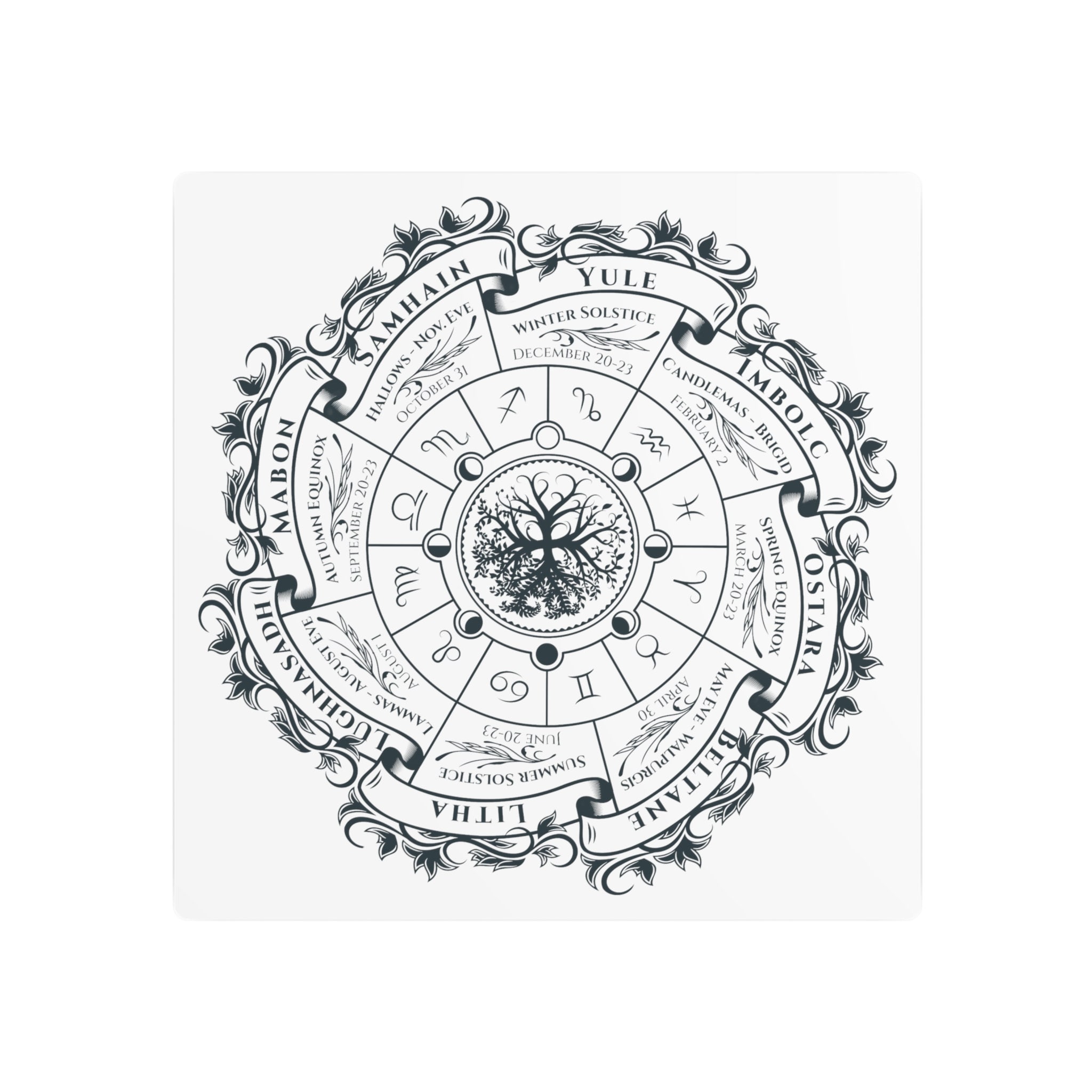 Pagan Wheel of the Year Wall Hanging Metal, Pagan Wheel of the Year