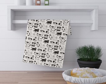 Kat theedoek, kattenschotelhanddoeken voor kattenliefhebbers, kattenkeukenhanddoek, kattenhanddoek, cadeaus voor kattenliefhebbers, kattenmoedercadeaus, unieke cadeaus voor kattenliefhebbers