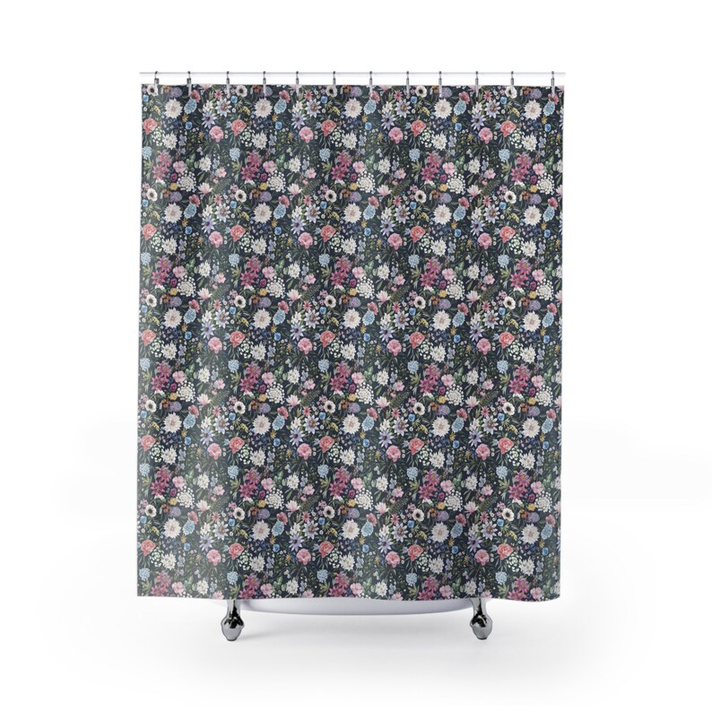 Ditsy Floral Shower Curtain, Floral Shower Curtain Fabric, Boho Floral
