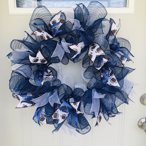 Navy Football Wreath, Navy Wreath, Deco Mesh Wreath, Navy Deco Mesh Wreath, Front Door Wreath