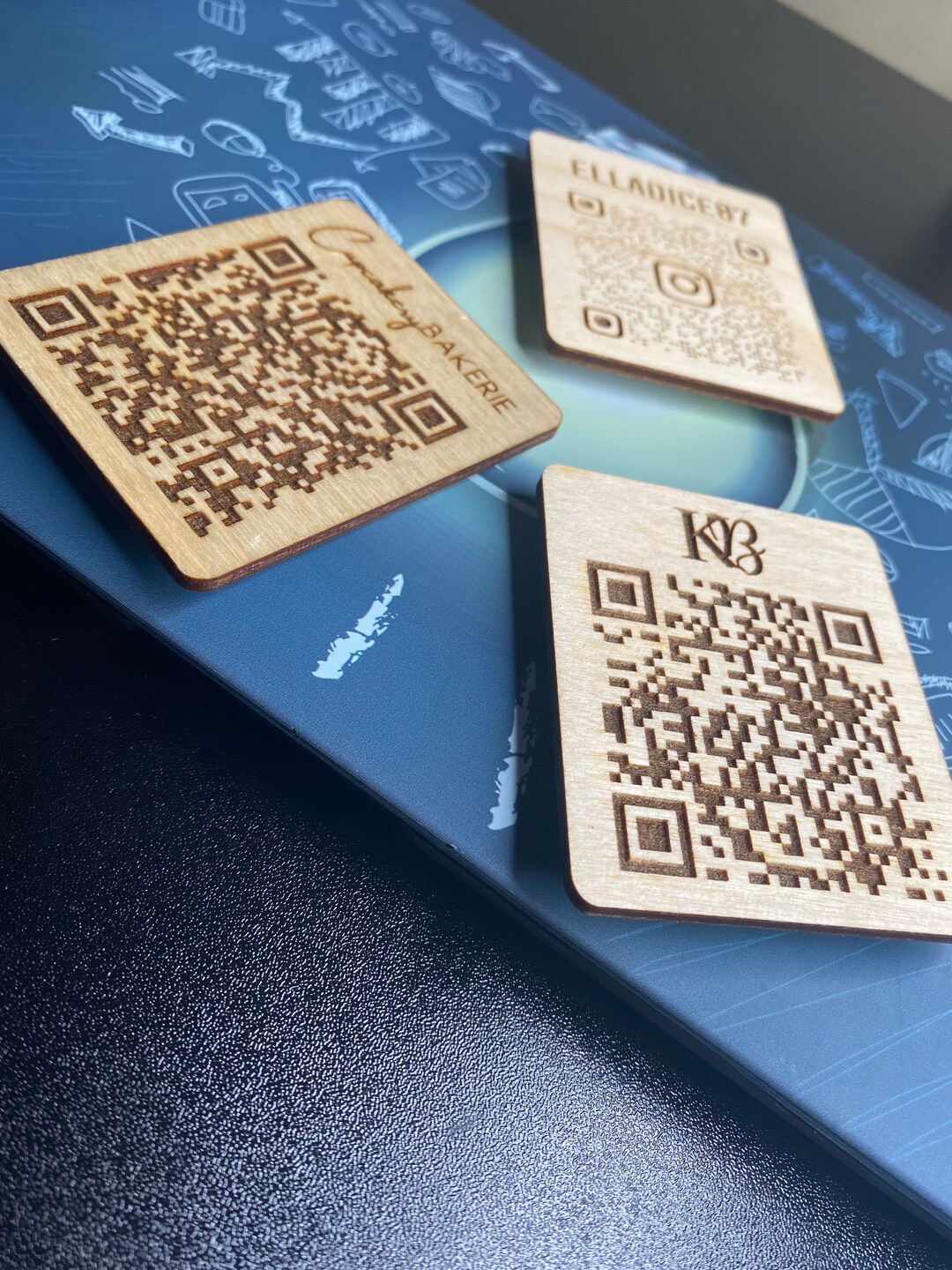 Custom Wood Engraved QR Code Refrigerator Business