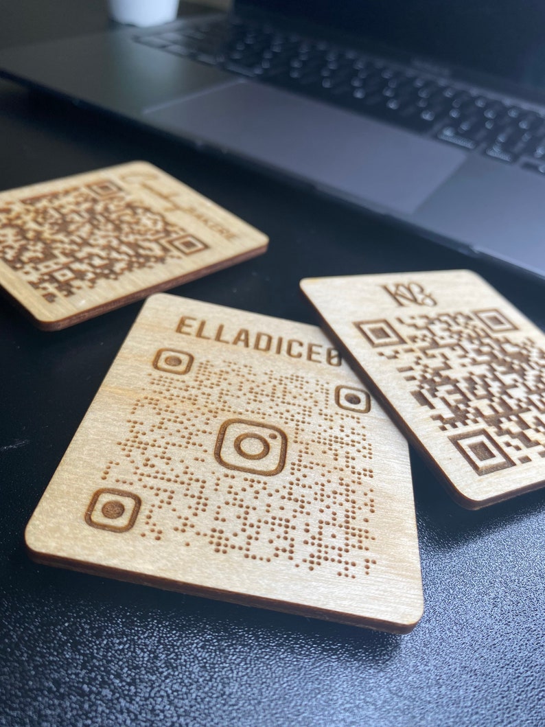 Custom Wood Engraved QR Code Refrigerator Business Etsy