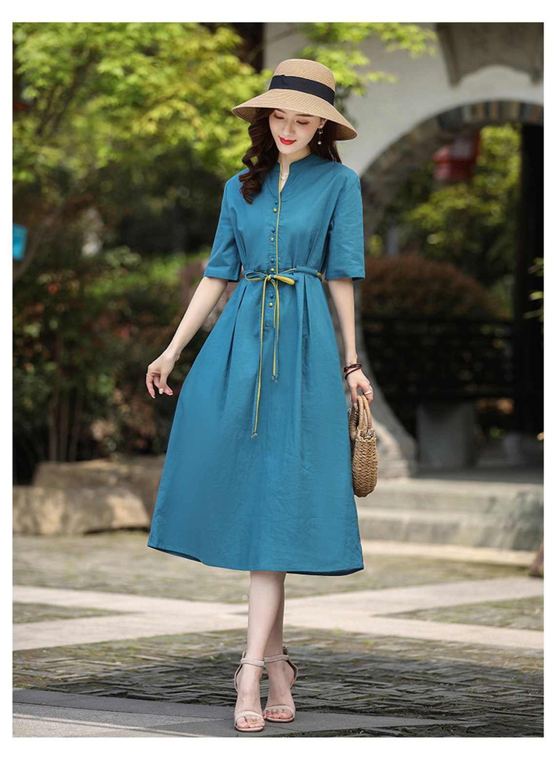 Highend cotton and linen dress spring and summer thin retro Etsy