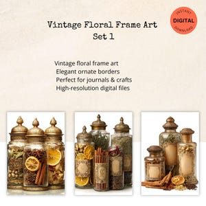Vintage Blumenrahmen Kunst - verzierte druckbare Bordüren für Junk Journals & Scrapbooking