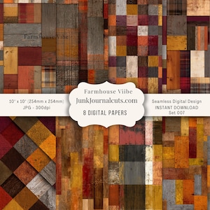 Rustic Fall Farmhouse Digital Paper Pack - Seamless Vintage Autumn Backgrounds for Junk Journals, Scrapbooking, Crafts