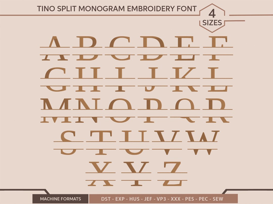 Unic Split Lettering Split Letter Monogram Embroidery Font: 6 Sizes (digital Download) - Etsy