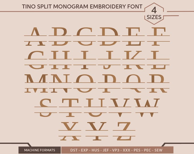 Split Letter Monogram Embroidery Font: 6 Sizes (digital Download) - Etsy