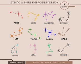 星座刺繍デザイン：星座占い（7サイズ）
