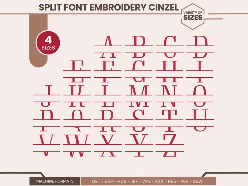 Split Letter Monogram Embroidery Font : Embroidery Alphabet Letters ...