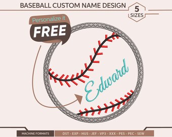 Baseball Embroidery Design: Custom Name Sports Pattern (PES DST EXP Digital Download)