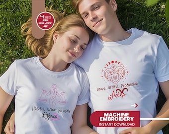 星座刺繍デザイン：星座の特徴、占星術パターン（4サイズ、ミシン用ファイル付属）