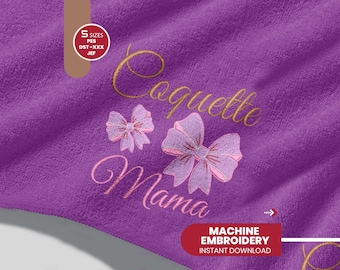 コケットママリボンデザイン、ミシン刺繍、母の日ギフト PES JEF DST (即時ダウンロード)