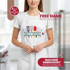 Küchen Utensil Stickerei Bundle Frei Personalisierung | Backwerkzeug Monogramm Design Stickdatei | 8 Größen