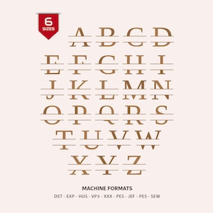 Split Letter Monogram Embroidery Font: 6 Sizes (Digital Download)