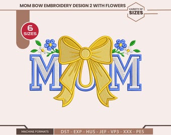ママの刺繍デザイン、コケットリボンマシンパターン、ママのスウェットシャツPES、母の日ギフトDst