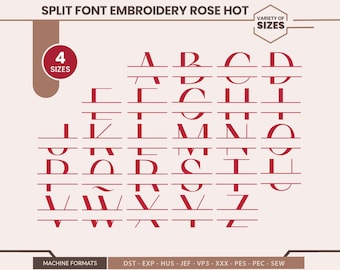Split Letter Monogram Embroidery Font : Embroidery Alphabet (DST EXP PES Files) (Digital Download