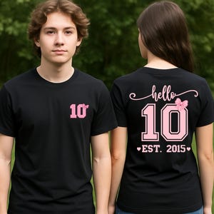 Hello Ten Double Digits Cute Coquette Bow 10th Birthday Girl Birthday Girl Youth tshirt ,10 Years Old Birthday, Ten Birthday youth Shirt