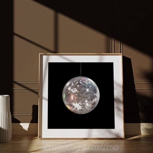 Disco Ball Aesthetic Printable Artwork Pink Digital Download Etsy