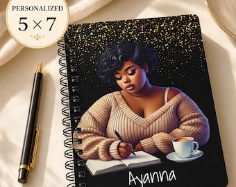 Black Girl Journal, personlig anteckningsbok för svarta kvinnor, julklapp afroamerikansk kvinna, spiralanteckningsbok, svartägda butiker