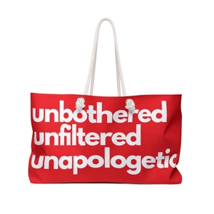 Weekender Bag, Afro Sorority Bag, Red and White Tote Bag, Sorority Life Tote Bag, Grocery Bag, Travel Weekend Bag