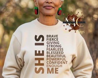 Schwarze Frau Sweatshirt, schwarzes Mädchen-Shirt, sie ist Sweatshirt, sie ist ich Sweatshirt, Selbstliebe Sweatshirt, Schwarz besitzt Geschäft, Afroamerikaner