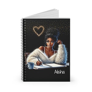 Black Girl Journal, Personalized Journal for Black Women, African American Woman Notebook Planner, Spiral Notebook, Black Owned Shops