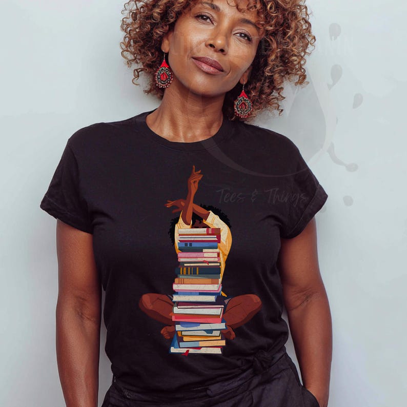 Black Girl Reading T-Shirt, Melanin Scholar, Black History Month Tee image 1