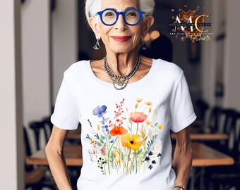 Floral Prints, Flower Shirt, Aesthetic Flower Print Shirt, Minimalist Shirt for Women, Mothers' Day, Shirt for Gardener, I Love Flowers Tee