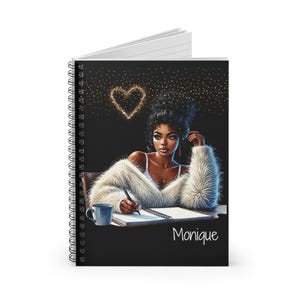 Black Girl Journal, Personalized Journal for Black Women, Christmas Gift African American Woman, Spiral Notebook Planner, Black Owned Shops