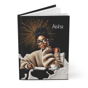 Black Girl Hardcover Journal, Personalized African American Gifts for Women, Black Teacher Gift, Gifts for Her, Matte Notebook, Black Owned