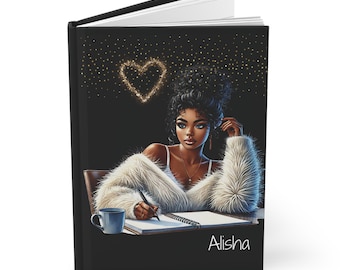 Black Woman Hardcover Journal, Personalized African American Gifts for Women, Black Girl, Black Teacher Gift, Gifts for Her, Black Owned