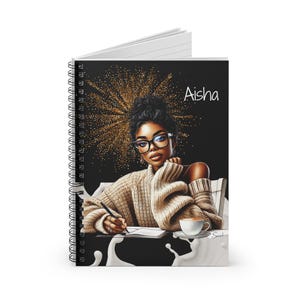 Black Girl Journal, Personalized Journal for Black Women, African American Woman Notebook Planner, Spiral Notebook, Black Owned Shops