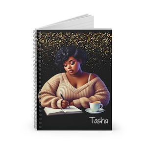 Black Girl Journal, Personalized Journal for Black Women, Christmas Gift African American Woman, Spiral Notebook Planner, Black Owned Shops