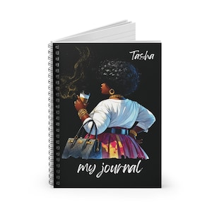 Black Girl Journal, Personalized Journal for Black Women, Christmas Gift African American Woman, Spiral Notebook Planner, Black Owned Shops