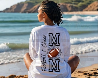 Football & Cheer Mom Png Svg, Cheer Mom Svg, Football Mom Png Svg, Cheerleader Football Mom Shirt, Spirit Wear Shirt