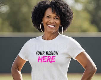 Bella Canvas White Shirt Mockup, BC3001 White Shirt Mockup, Black Woman Mockup, African American Mockup, Cultural Mockups, Black Owned Shops