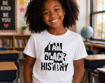 T-shirt Je suis des jeunes de l'histoire des Noirs, t-shirt magique fille noire pour enfants, chemise fierté afro-américaine, T-shirt des jeunes du mois de l'histoire des noirs
