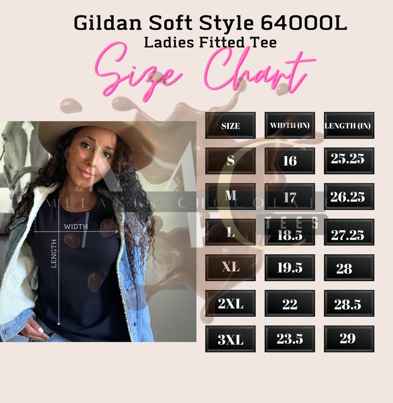 Gildan 64000L Size Chart, Gildan Women's Softstyle Tshirt Size Chart
