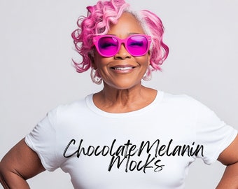 BC3001 White Shirt Mockup, Bella Canvas Mockup, Black Woman Mockup, African American Mockup, Cultural Mockups, Stylish Woman Mockup