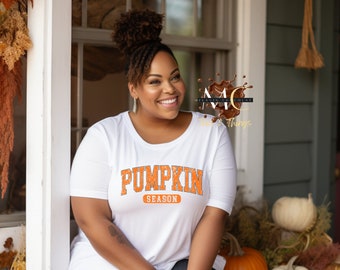 Camiseta de temporada de calabaza, linda camiseta de otoño, regalo de Acción de Gracias para mujeres, camisetas de Halloween, regalos de otoño, linda camiseta de fiesta de Acción de Gracias