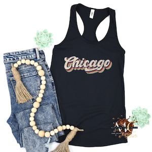 Chicago Summer Tank Top, Vintage Chicago Racerback Tank Top, Womens State Tank Top, Retro Chicago Tank Top, Ladies Chicago Racerback Tank