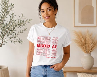 Mixed AF Graphic Tee, Biracial Pride Shirt, Melanin Streetwear, Afro Latina Gift