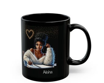 Personalized Black Woman Coffee Mug: African American Mom Gift