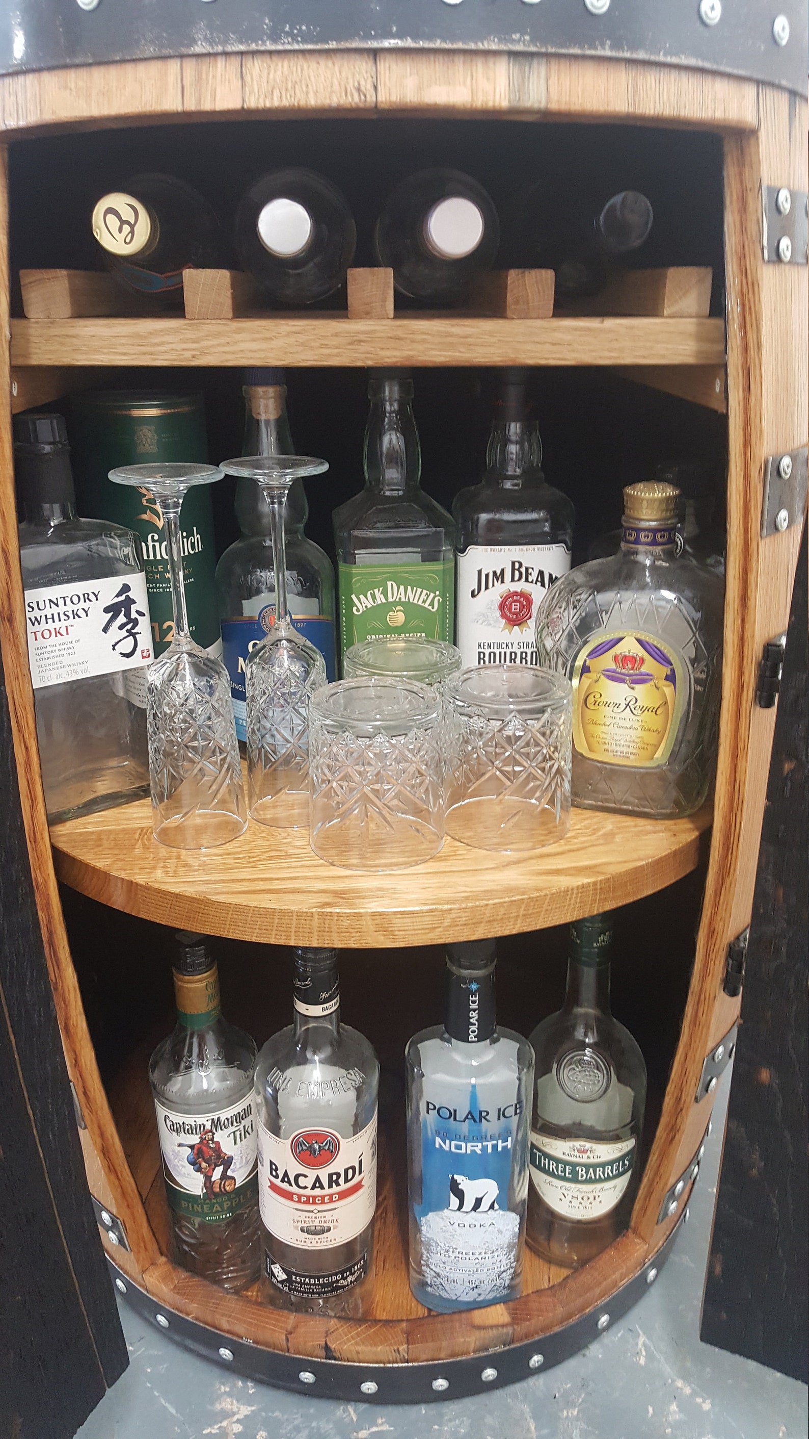 Oak Barrel Drinks _whiskey Barrel Bar_shelfrack_ Etsy