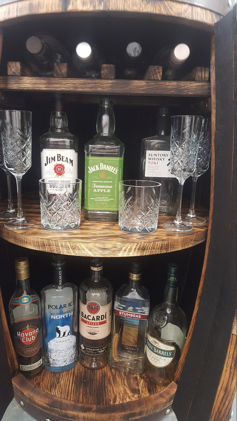 Oak Barrel Drinks _whiskey Barrel Bar_shelfrack_ Etsy