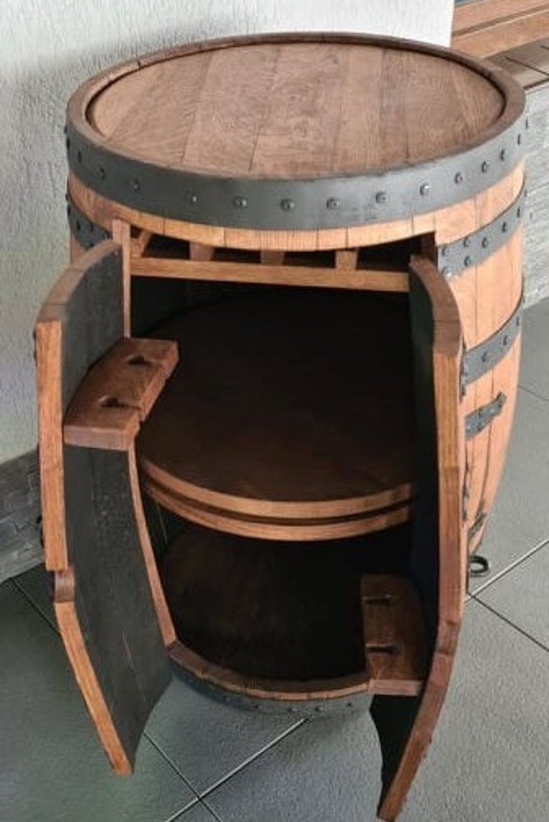 Whiskey Oak Barrel Bar With ROTATING SHELFRACK_ Oak Barrel Etsy