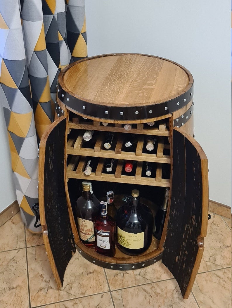 Whiskey Oak Barrel Bar_ Oak Barrel Drinks With Wine Etsy